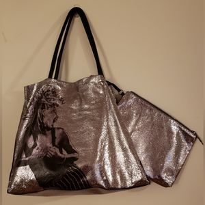 Betsey Johnson Large Metallic Tote with Pouch